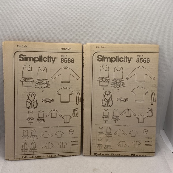 Simplicity 8566 Barbie Doll & Girls Clothing Sewing Pattern Uncut Sizes 2-4 - Picture 13 of 14